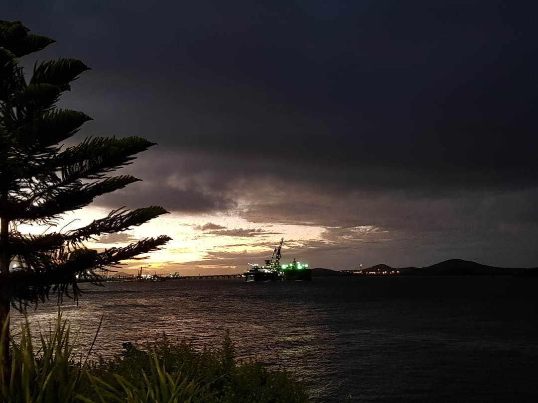 Landscape photograph of Gladstone' harbour during sunset